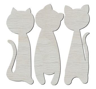 O93 Triple Cat Package Ornamen Wood Object Mihr Objects